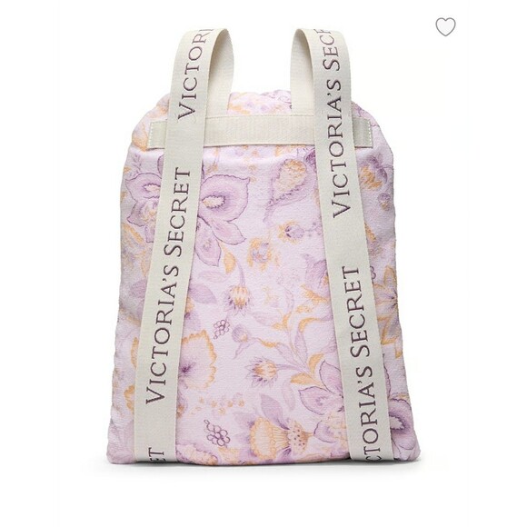 NEW Victoria’s Secret Packable Floral Stripe Beach Towel Blanket 2 in 1 Backpack - Picture 2 of 11